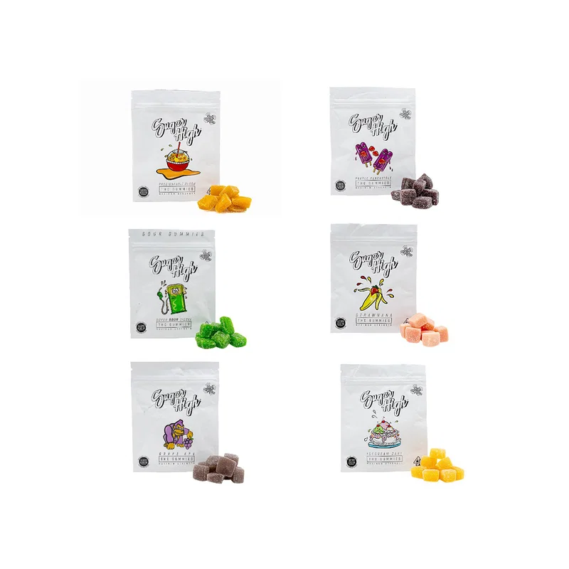 SUGAR HIGH - GUMMIES - W/ NANOTECHNOLOGY - MAXIMUM STRENGTH - 500MG THC + 2MG OF CBD PER PIECE (10 PIECES - 50MG PER PIECE)